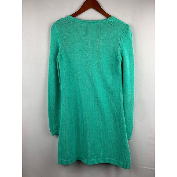 D&Co. Womens XXS Seafoam Knit Sweater Dress  60% Cotton & 40% Acrylic  V-Neck Lo - Picture 3 of 5